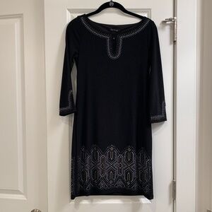 WHBM Metallic Beaded Mini Spandex blend Shift Dress